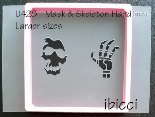 Mask and skeleton hand - for larger sizes